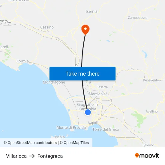 Villaricca to Fontegreca map