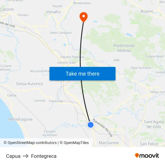 Capua to Fontegreca map