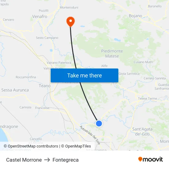 Castel Morrone to Fontegreca map