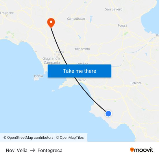 Novi Velia to Fontegreca map