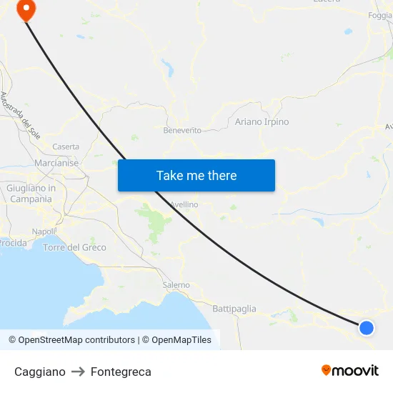 Caggiano to Fontegreca map