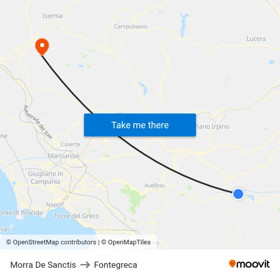 Morra De Sanctis to Fontegreca map