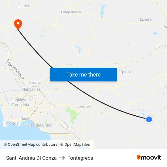 Sant' Andrea Di Conza to Fontegreca map