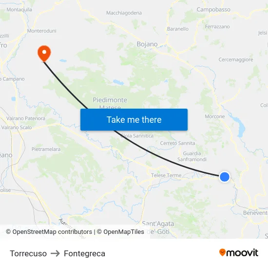Torrecuso to Fontegreca map