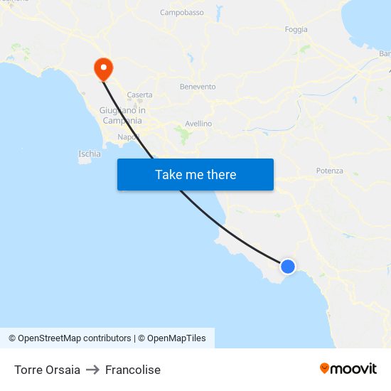 Torre Orsaia to Francolise map