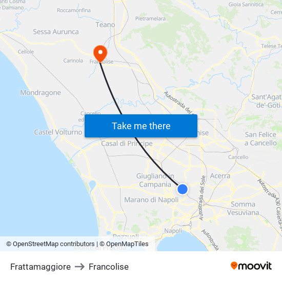 Frattamaggiore to Francolise map