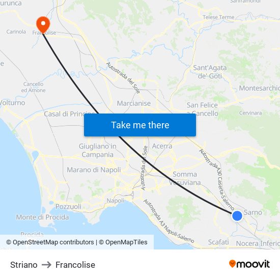 Striano to Francolise map