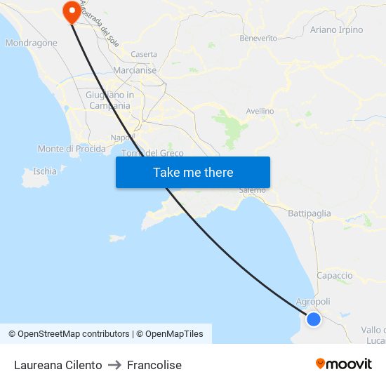 Laureana Cilento to Francolise map
