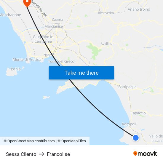 Sessa Cilento to Francolise map