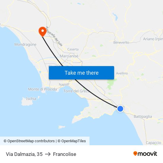 Via Dalmazia, 35 to Francolise map