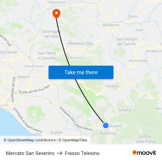 Mercato San Severino to Frasso Telesino map