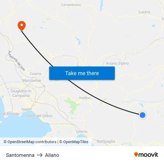 Santomenna to Ailano map