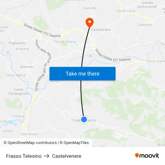 Frasso Telesino to Castelvenere map