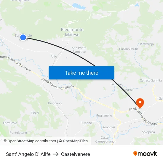 Sant' Angelo D' Alife to Castelvenere map