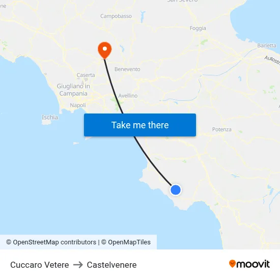Cuccaro Vetere to Castelvenere map