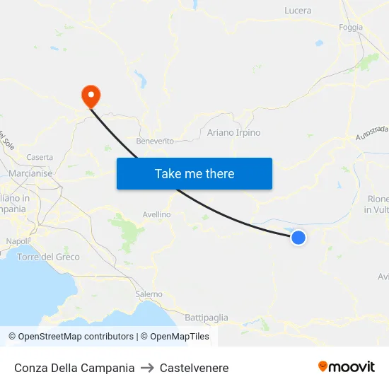 Conza Della Campania to Castelvenere map