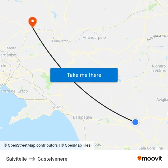 Salvitelle to Castelvenere map