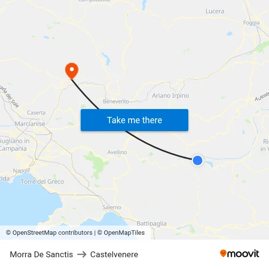 Morra De Sanctis to Castelvenere map