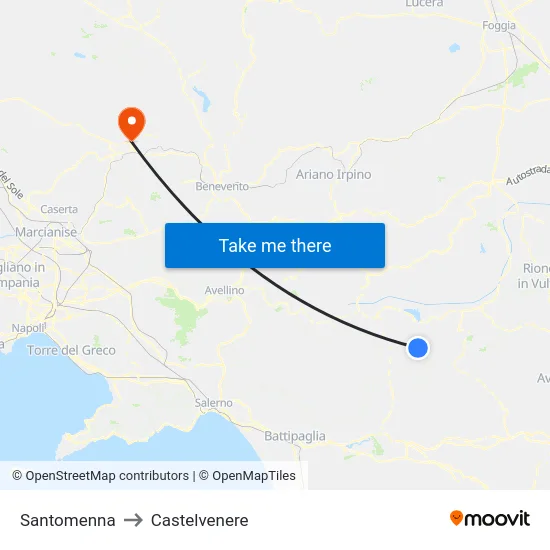 Santomenna to Castelvenere map