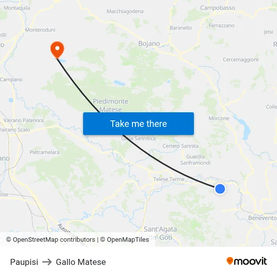 Paupisi to Gallo Matese map