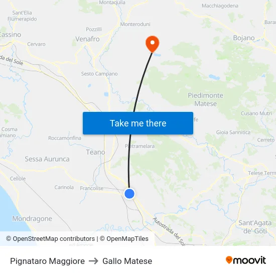 Pignataro Maggiore to Gallo Matese map