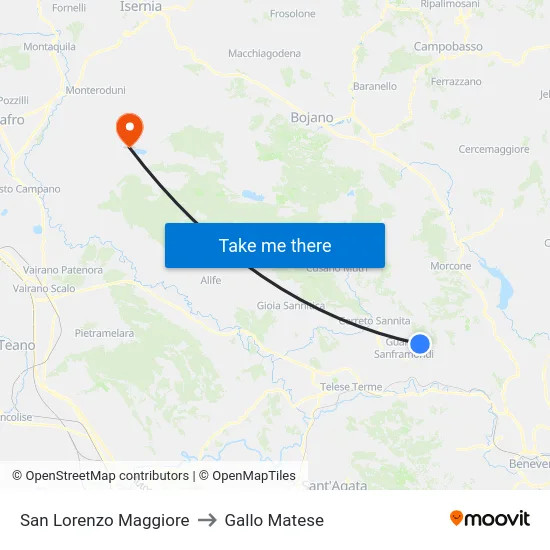 San Lorenzo Maggiore to Gallo Matese map