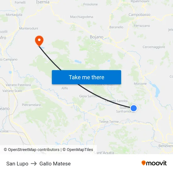 San Lupo to Gallo Matese map