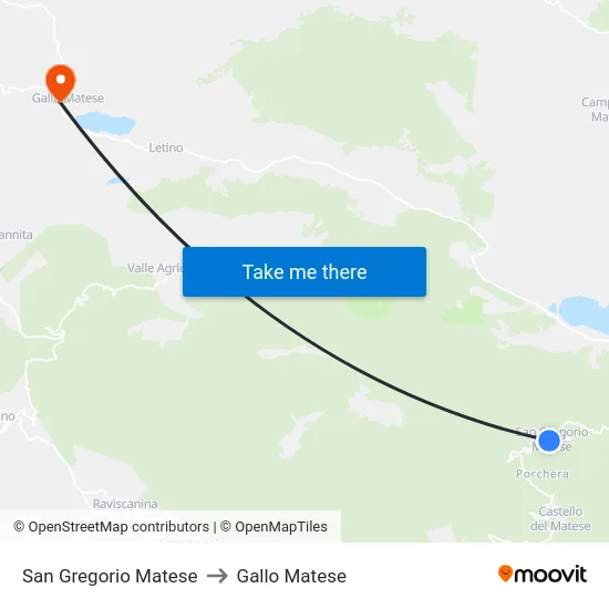San Gregorio Matese to Gallo Matese map