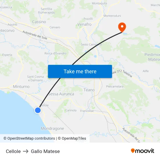 Cellole to Gallo Matese map