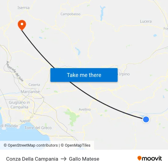 Conza Della Campania to Gallo Matese map