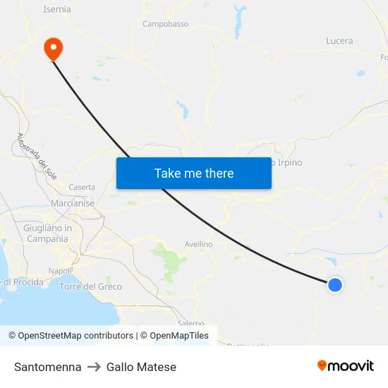 Santomenna to Gallo Matese map