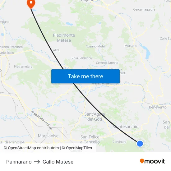 Pannarano to Gallo Matese map