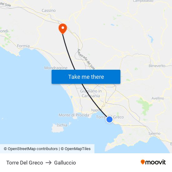 Torre Del Greco to Galluccio map