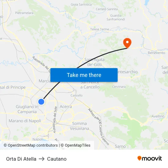 Orta Di Atella to Cautano map