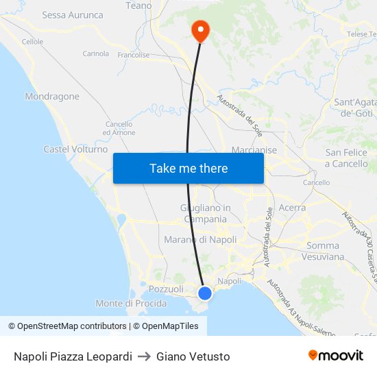 Napoli Piazza Leopardi to Giano Vetusto map