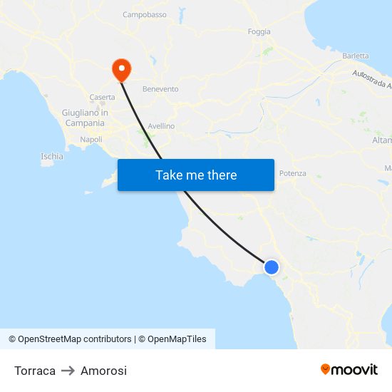 Torraca to Amorosi map