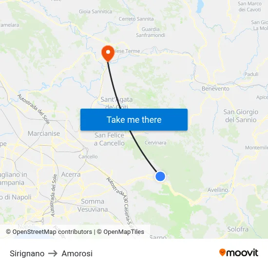 Sirignano to Amorosi map