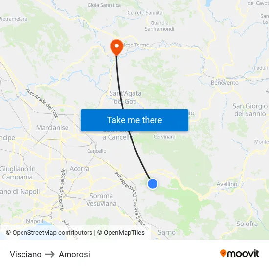 Visciano to Amorosi map