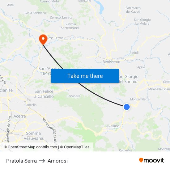 Pratola Serra to Amorosi map