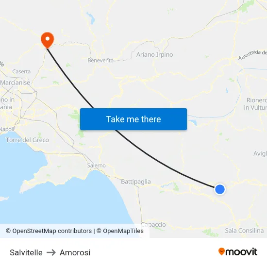 Salvitelle to Amorosi map