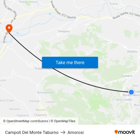 Campoli Del Monte Taburno to Amorosi map