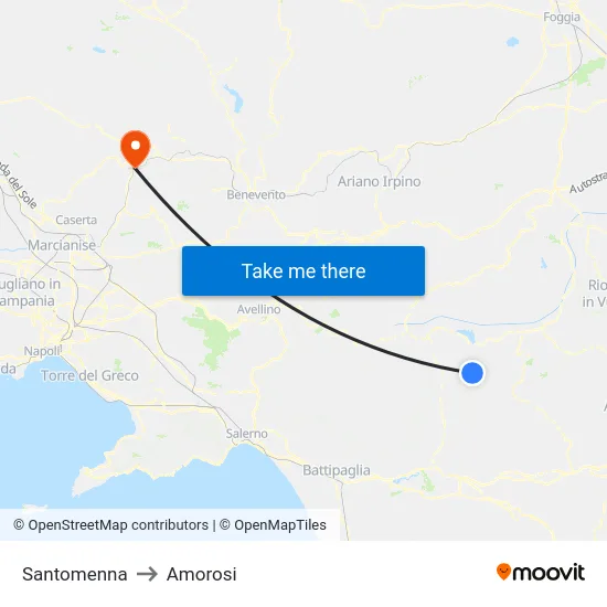 Santomenna to Amorosi map