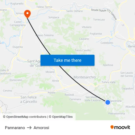 Pannarano to Amorosi map