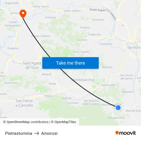 Pietrastornina to Amorosi map