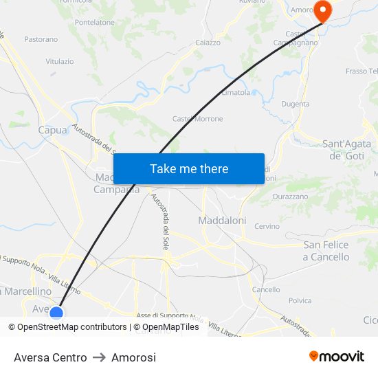 Aversa Centro to Amorosi map