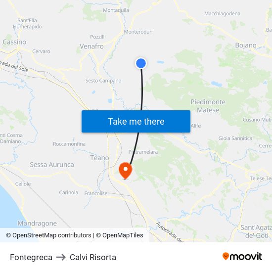 Fontegreca to Calvi Risorta map