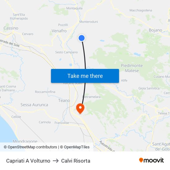 Capriati A Volturno to Calvi Risorta map
