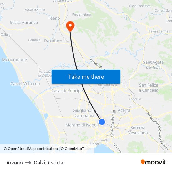 Arzano to Calvi Risorta map