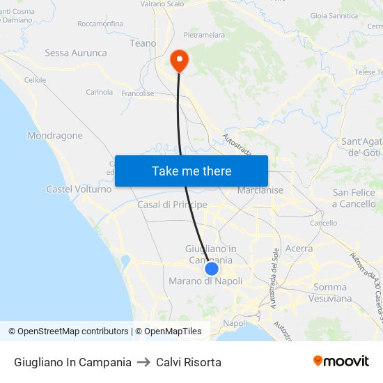 Giugliano In Campania to Calvi Risorta map