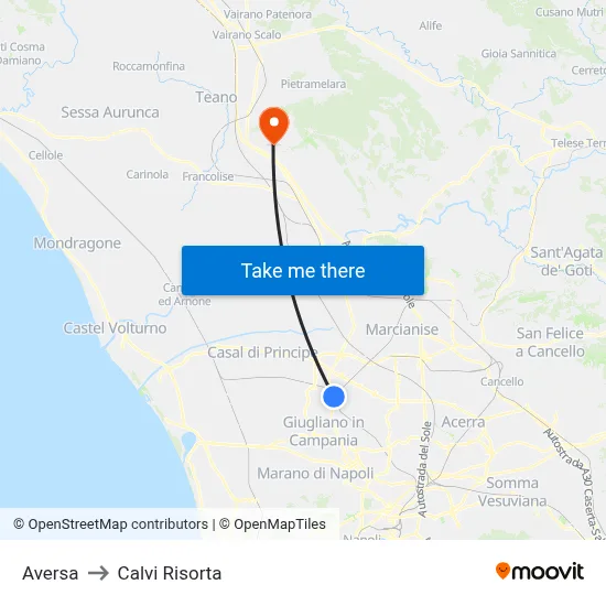 Aversa to Calvi Risorta map